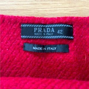 Cranberry Red Vintage Prada Wool Skirt